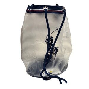 Polo by Ralph Lauren Blue and White Drawstring Backpack